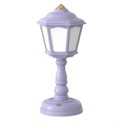 Immagine di anso lampada da tavolo a LED retrò con ricarica USB, per comodino, mini luce, 3 colori, dimmerabile (viola)