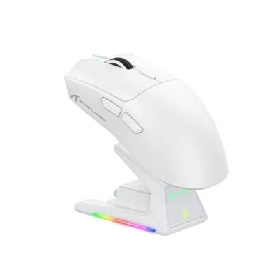 Immagine di ATTACK SHARK X1 Gaming Mouse with Touchpad RGB Charging Dock, PixArt PAW3395PRO Sensor, BT/2.4G Wireless/Wired Mouse, 40000 DPI, 53g Superlight Gamer Mice for Win11/Xbox/PS/Mac (White)