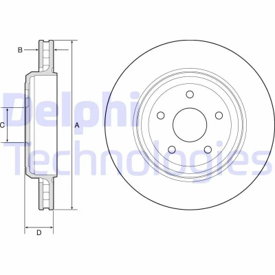 Immagine di DELPHI BG9214C Disco freno 350 28 5 ventilato rivestito non trattato senza cuscinetto ruota, anello sensore ABS JEEP: GRAND CHEROKEE 4