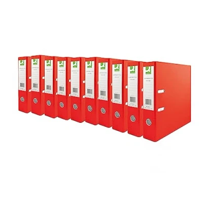 Immagine di Q Connect KF20021 Raccoglitore ad anelli in polipropilene, 70 mm, formato A4, confezione da 10, colore: rosso