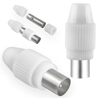 Immagine di HB DIGITAL 1 connettore antenna per visione via cavo, radio DVB C e T2, spina IEC (maschio) cavo coassiale, BK, impianti UHD HQ 4K