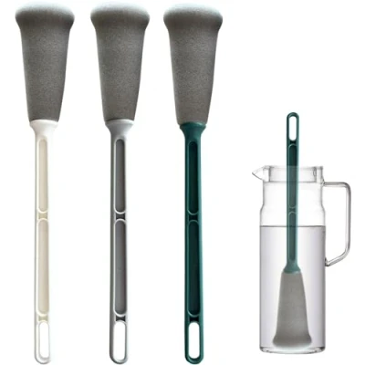 Immagine di Spazzole per bottiglie di spugna，3 Pezzi Spazzola bottiglia, Lavabottiglie pennello, biberon, Tazzine da caffè, Bicchieri, tazze, Bollitori