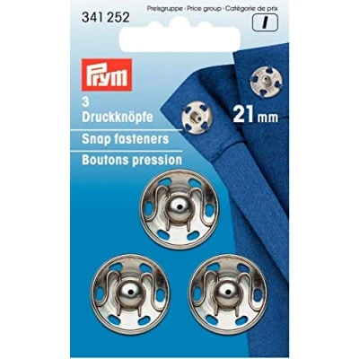 Immagine di Prym Annäh Druckknöpfe MS silberfarbig 21 mm Chiusure A Scatto, Ottone, Argento, 0.2 x 0.3 cm, 3 unità