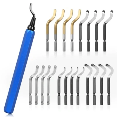 Immagine di KOMABLEN 21 Pezzi Sbavatore di Attrezzi Set, Sbavatura Strumento con 20 HSS Lame Ricambio, 360Rotazione per Metallo Stampante 3D, Plastica, Alluminio, Rame e Acciaio