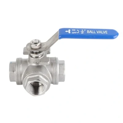 Immagine di Valvola a sfera in acciaio inox SUS304 tre vie con filetto femmina DN15