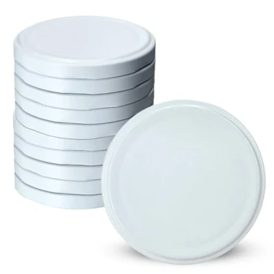 Immagine di KADAX Tappo a vite fi110 mm, set di coperchi Twist Off in metallo, coperchio ricambio per barattoli vite, con 8 denti bloccaggio vasetti e (bianco, 10 pezzi)