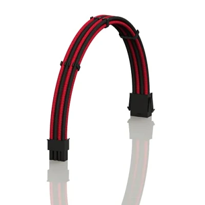 Immagine di LINKUP AVA 50cm EPS 8 (4+4) pin CPU ATX Scheda Madre Cavo di Prolunga per PC con Guaina Intrecciata Alimentatore PSU Pettini┃Design Robusto e Rigido┃Confezione Singola┃500mm Rosso Nero