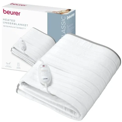 Immagine di Beurer TS 17 Coprimaterasso Termico, Scaldaletto in Morbido Pile, Antiscivolo con Fissaggio a Elastico, 3 Livelli di Calore, 150 x 80 cm, Interruttore Rimovibile, Lavabile Lavatrice 30 C