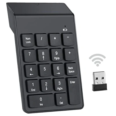 Immagine di MZFANG Tastiera Numerica 18 Tasti Wireless Tastierino Numerico 2.4G Bluetooth Numeric Keypad numeriche Tastiere Numero Sottile con Esteso Ricevitore USB Portatile per Laptop Notebook PC Desktop