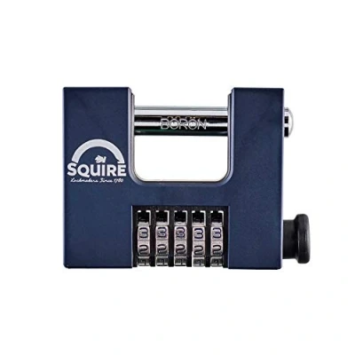 Immagine di Squire Lucchetto Pesante (CBW85) Grillo rotante più duro a combinazione 5 ruote Acciaio legato per resistenza alla corrosione Serratura resistente alle intemperie casa, scuola e capannone (blu, 85 mm)