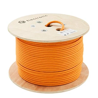 Immagine di LW Electronic 100m (Duplex) Cavo Ethernet CAT 7A di Alta Qualità Senza Alogeni PoE BauPVO Rete con Schermatura S/FTP PIMF 1200 MHz 4x2xAWG23 LSZH LAN, Dati Arancione