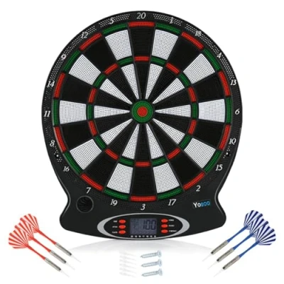 Immagine di Wakects Freccette Elettroniche Target con 6 Freccette, Bersaglio elettronico per Adatto Feste e Serate di Gioco indicatore LCD, 31.5 * 43 cm