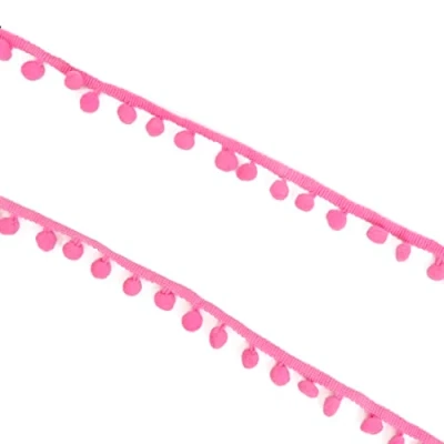 Immagine di Craftelier Nastro con pompon per decorare progetti di artigianato e scrapbooking Realizzato in poliestere Larghezza 12 mm (0,47&quot;) Lunghezza 2 m (78,74&quot;) Colore rosa gomma da masticare