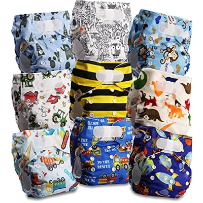 Immagine di Littles and Bloomz FLV2 0907 Pannolino lavabile per bambini, riutilizzabile, con bottoni a pressione standard, confezione da 9 pannolini
