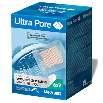 Immagine di Medrull Ultra Pore Sterile Trasparente Impermeabile Medicazione Ferite 75 Pezzi, 7 Cm Lunghezza X 6 Larghezza 200 Gr