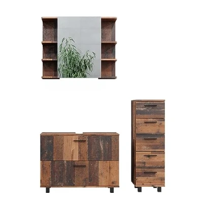 Immagine di Vicco Set di mobili da bagno Ilias, Rovere rustico, 3 parti