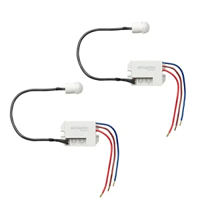 Immagine di Oktaplex Jan set di 2 rilevatori movimento da incasso esterno IP65 / IP20 sensore infrarosso 360 piccola portata 8m 230V con crepuscolare