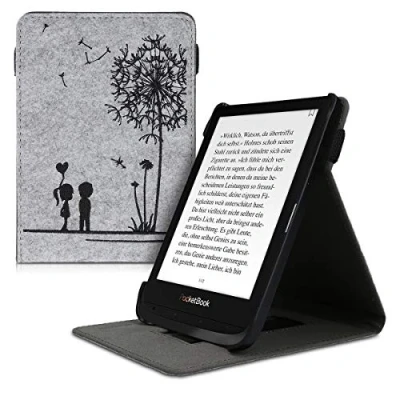 Immagine di kwmobile Custodia Cinturino Mano Compatibile con PocketbookTouch Lux 4/5/Touch HD 3/Color (2020)/ Vivlio 5 Cover eReader Stand nero/grigio chiaro Amore