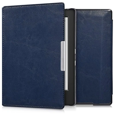 Immagine di kwmobile Custodia eReader Compatibile con Kobo Aura H2O Edition 1 Cover eBook Reader Flip Case Simil Pelle blu scuro