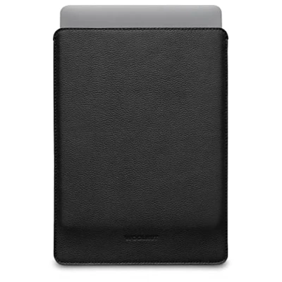 Immagine di WOOLNUT Custodia per MacBook Air 15, in pelle pieno fiore, interno feltro di lana, design scandinavo, compatibile con Apple da 15&quot;, colore nero