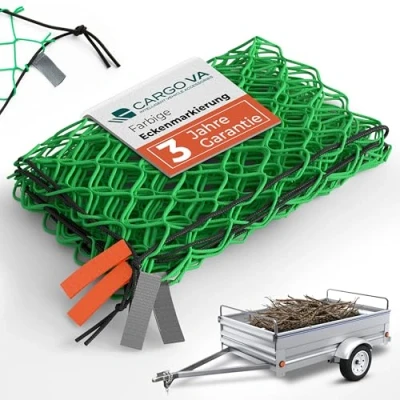 Immagine di CargoVA® Set di 2 reti da rimorchio x 3 m, rete sospesa con corda in gomma e marcatura degli angoli, per un perfetto fissaggio del carico