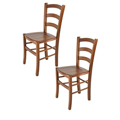 Immagine di t m c s Tommychairs Set 2 sedie Modello Venice per Cucina Bar e Sala da Pranzo, Robusta Struttura in Legno di faggio Color Noce Chiaro Seduta