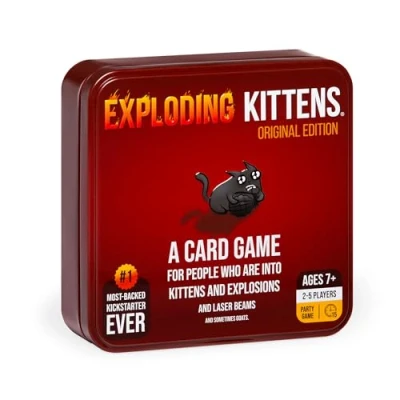Immagine di Exploding Kittens Original Edition in a Collectible TIN Hilarious Card Game for Family Easter Basket Stuffer Party Ages 7 and Up 56 Cards 2 5 Players 15 Minutes of Play