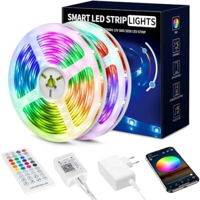 Immagine di Beaeet Striscia led 20 Metri,Strisce Rgb con APP Bluetooth e Telecomando,Strisce Sincronizzazione Musicale,la Adatto per Interni,Feste la Decorazioni Casa