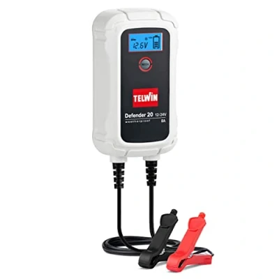 Immagine di Telwin Defender 20 Caricabatteria e Mantenitore di Carica Elettronico 12/24V, Schermo LCD, Automatica