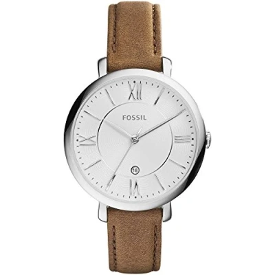 Immagine di Fossil Jacqueline Orologio per donna, movimento al quarzo con cinturino in acciaio inossiperbile e pelle, Abbronzatura tonalità argento