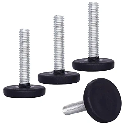 Immagine di SKIR&#039;CO 4 piedini di livellamento per mobili, M8 x 40 mm, gambe rotonde regolabili in metallo, stelo filettato M8, piedino livellatore scorrevole