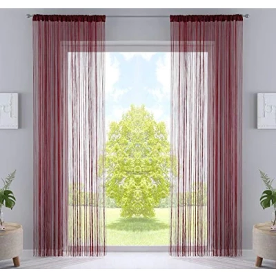 Immagine di Gardinenbox 2er Set Fadengardinen con Passante per Tunnel e Nastro Arricciato, Adatto aste binari Tende. Divisorio Fadenstores 20303CN2, 100% Poliestere, Bordeaux, HxB 250x140 cm