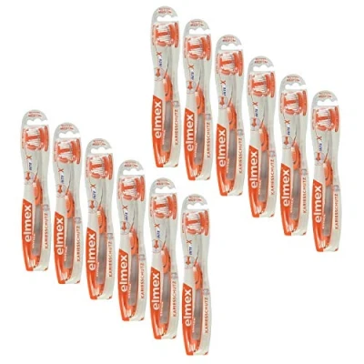 Immagine di 12 spazzolini da denti elmex con protezione carie intermedie.