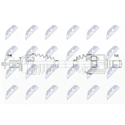 Immagine di NTY NPW FR 096 Albero motore / Semiasse Assale anteriore Sx 580 Trasmissione automatica FORD: S Max Mk1, MONDEO 4 Turnier, Galaxy Mk2 MPV