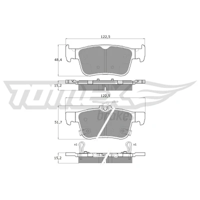 Immagine di TOMEX brakes TX 18 871 Kit pastiglie freno Assale posteriore con segnalatore acustico usura HONDA: CIVIC 10, 10 Stufenheck