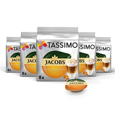 Immagine di Tassimo Jacobs Latte Macchiato al Caramello, Bevanda Calda, Caffè, 5x 16 T Discs