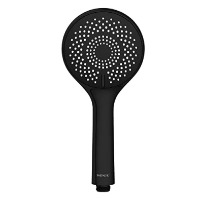 Immagine di WENKO soffione doccia a risparmio idrico, doccetta universale, con sistema di idrico del 40% il massimo comfort, Ø 11 cm, ABS nero opaco