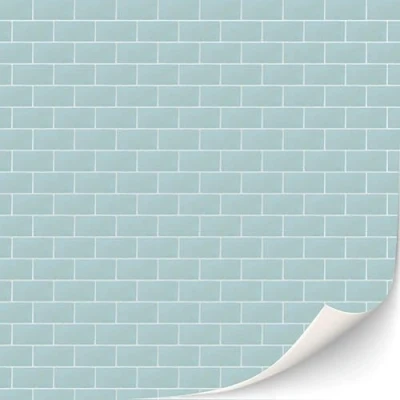 Immagine di 3 fogli di piastrelle autoadesive da parete per il bagno, la casa delle bambole, scala 1:12 (piastrelle in metropolitana turchese pastello)