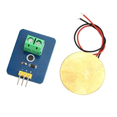 Immagine di HALJIA, sensore di Vibrazione piezoelettrica, in Ceramica, 3,3 V, 5 con analogico per componenti elettronici, 30 mm x 23 mm, Kit Fai da Te, Compatibile Arduino Uno Rev3