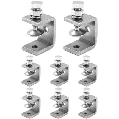 Immagine di QWORK® 8 Pezzi Morsetto a C in Acciaio Inox 304, Per impieghi gravosi, Lavorazione Legno DIY, Saldatura, Mobili, Colore Argento