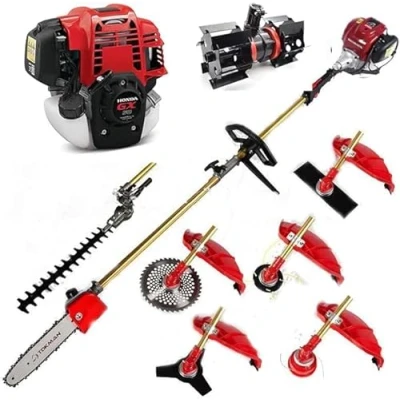 Immagine di zundo Motore a 4 Tempi per decespugliatore Benzina GX50, con 8 Accessori intercambiabili, Imbracatura e Barra spaccalegna, motocoltivatore in 1