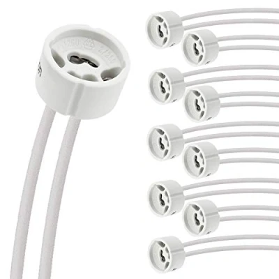 Immagine di Evolution Presa GU10 con Cavo per Lampade LED e Alogene Telaio da incasso GU10, Portalampada 230V in Ceramica Resistente al Calore CSA Protetto dal Silicone Set Di 50