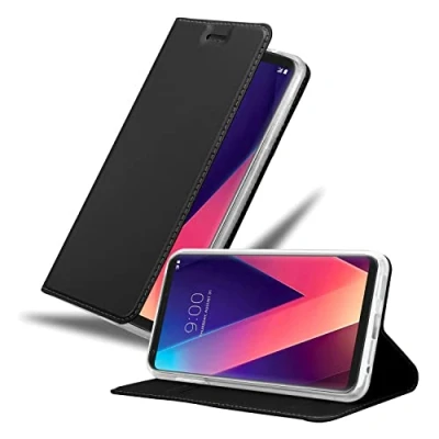 Immagine di Cadorabo Custodia Compatibile con LG V30 / V30+ V30S V30S+ in Classy Nero Coperchio Protettiva Chiusura Magnetica, Funzione Stand e Tasca per Le Carte