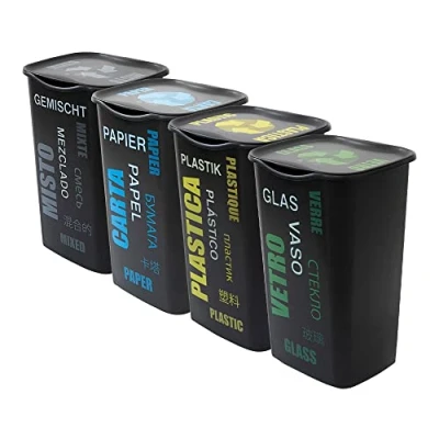 Immagine di INCA POKER SET CONTENITORI RACCOLTA DIFFERENZIATA CON COPERCHIO 50 LITRI CARTA,PLASTICA,VETRO E INDIFFERENZIATA (POKER SET)
