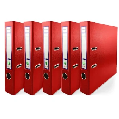 Immagine di Netuno 5x raccoglitore ad 2 anelli a4 dorso 5 cm rosso registratore a leva con carte archivio faldone portadocumenti dossier ufficio archiviazione documenti