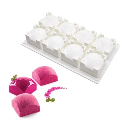 Immagine di XiaoShenLu stampi in Silicone per Dolci, Bigné,Pudding e Cubi di Ghiaccio, 8 Fori Forma Tondo Quadrato Rotondo, Bianco