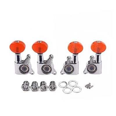 Immagine di Alnicov Tuning Pioli Teste Macchina 2R2L Tuners Con Rosso Peg Pulsante Per Ukulele 4 Corde Chitarra