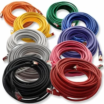 Immagine di cavo di rete CAT6, 10 x 1 m, schermatura RJ45, patch Ethernet, DSL, LAN, router switch modem feld, colori