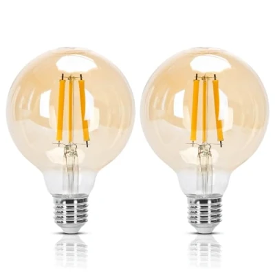 Immagine di Aigostar Lampadina Vintage Edison LED E27 10W Equivalenti a 77W, Luce Calda 2200K, 1100Lm, CRI＞80, G95 Stile Lampadine Decorativo, Non Dimmerabile, Pacco da 2 Pezzi