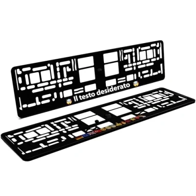 Immagine di Bl4ckPrint Portatarga personalizzato con testo desiderato ed emoji 2 telai per targa auto Resistente alle intemperie